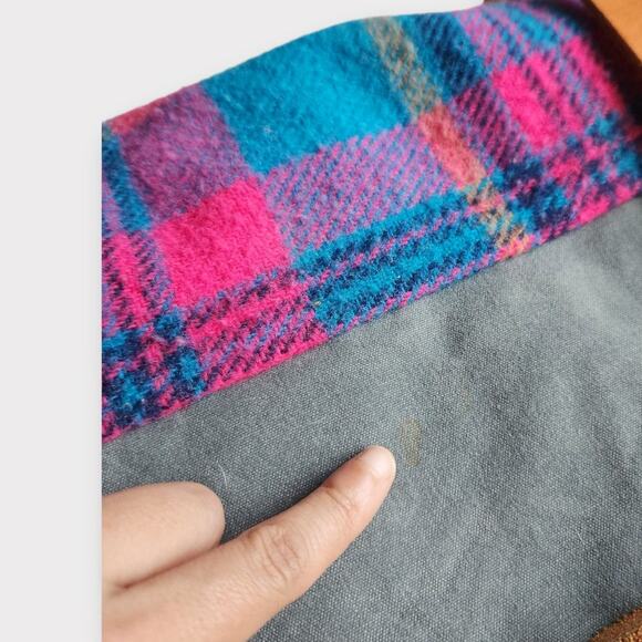 Bri Davey Seward Park Handmade Wool Plaid Backpack Canvas Leather main image 11